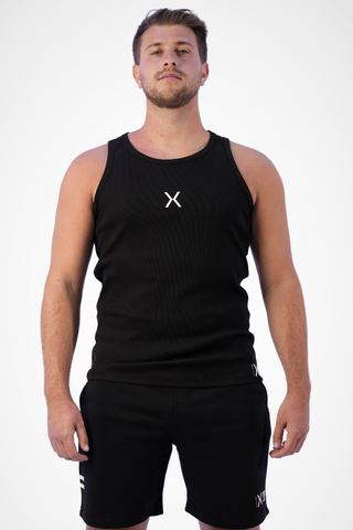 Stripe Code Men's Black Tank Top