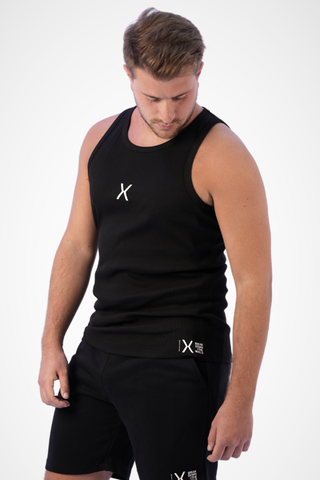 Stripe Code Men's Black Tank Top